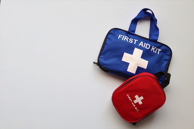 First aid kits on the white background